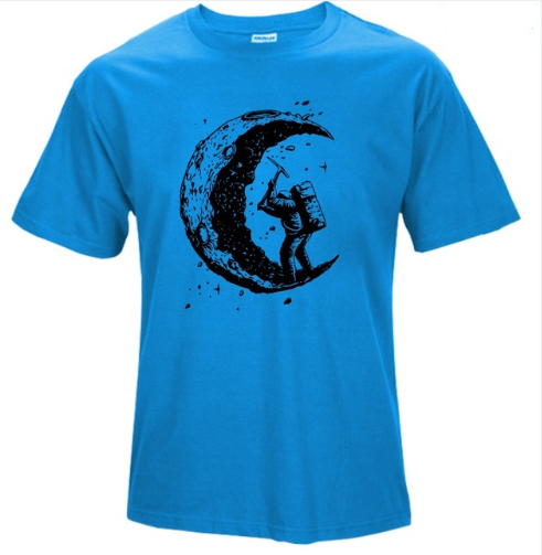 Digging The Moon Print Herren-T-Shirts mit O-Ausschnitt 