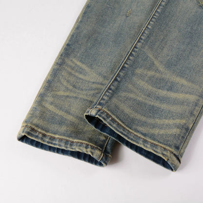 Bedruckte, plissierte, elastische Jeans für Herren