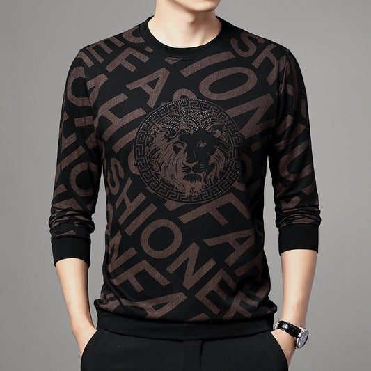 Men Fleece Printing Long Sleeves T-shirts