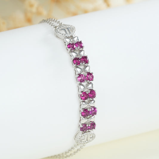 Bracelet grenat violet orné de zircons