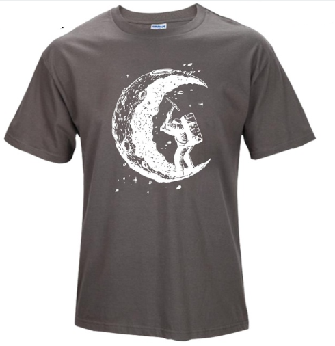 Digging The Moon Print Herren-T-Shirts mit O-Ausschnitt 