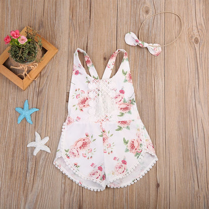 Vêtements barboteuse à fleurs pour nouveau-né fille