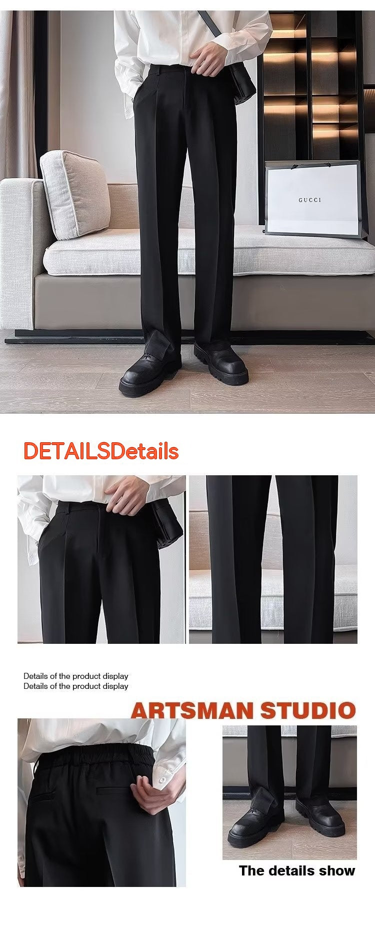 Men's Anti-wrinkle Loose Wide-leg Suit Pants