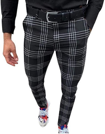 Men's Plaid Striped 3D Print Formal Pants