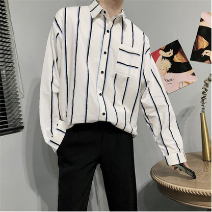 Men Loose Striped Cotton Shirts