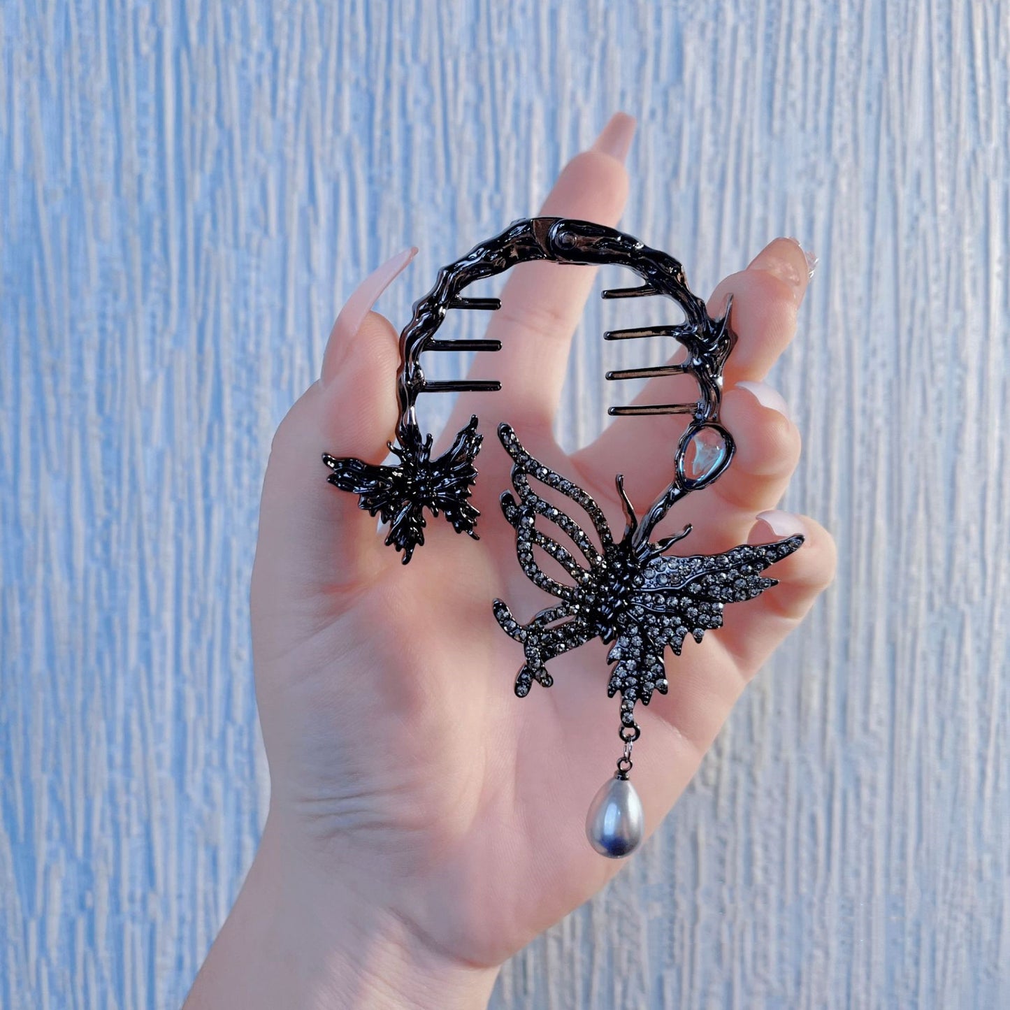 black butterfly hair clips