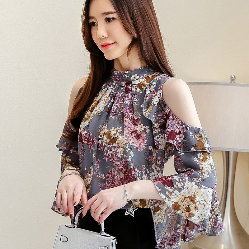 Summer Ladies Floral Chiffon Tops