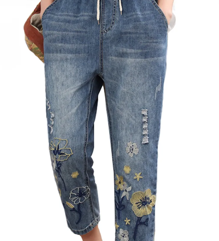 jeans with embroidery