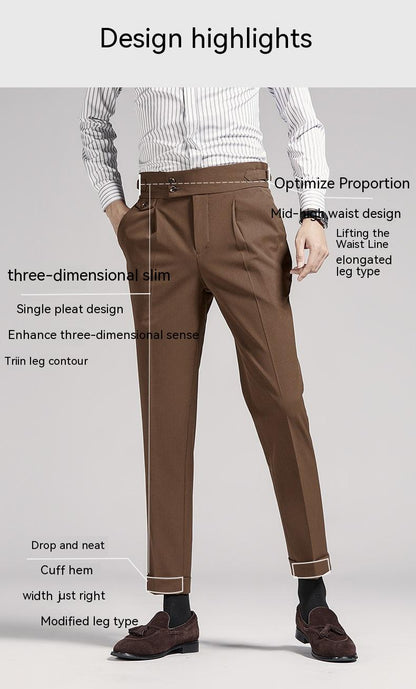 Men's High Waist Business Dress Pants