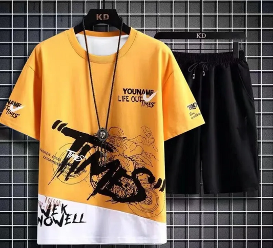 Survêtement d'été en tissu polyester à manches courtes