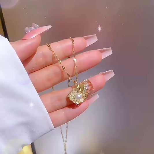 Collier Femme Coquillage Doré Diamant