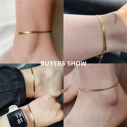 Bracelet de cheville en chaîne serpent en acier inoxydable pour femme