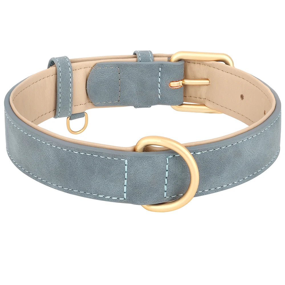 Adjustable Padded Leather Dog Collar