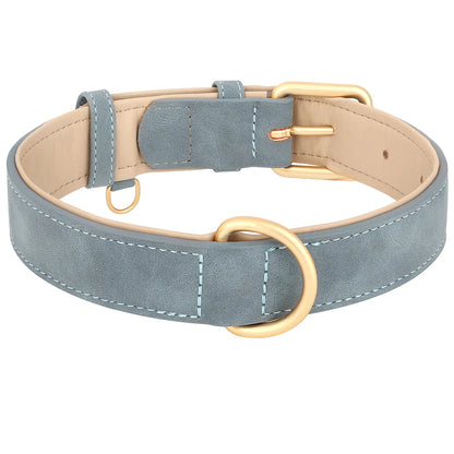 Adjustable Padded Leather Dog Collar