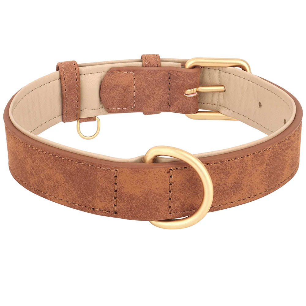 Adjustable Soft Padded Leather Dog Collar