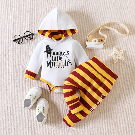Baby Boy Printed Long Sleeve Hoodie Two-Piece Set