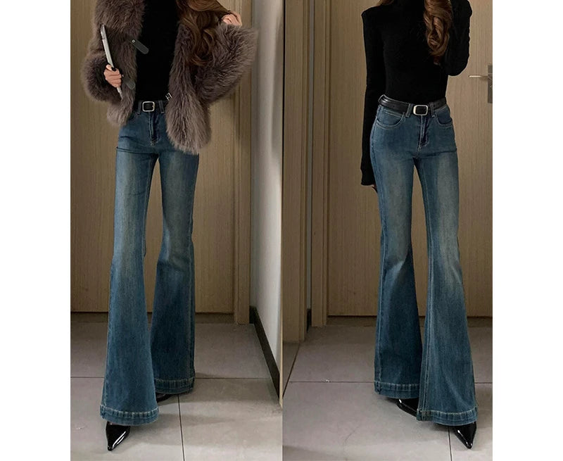 Women's Denim - Bell Bottom Wide Legs Pants