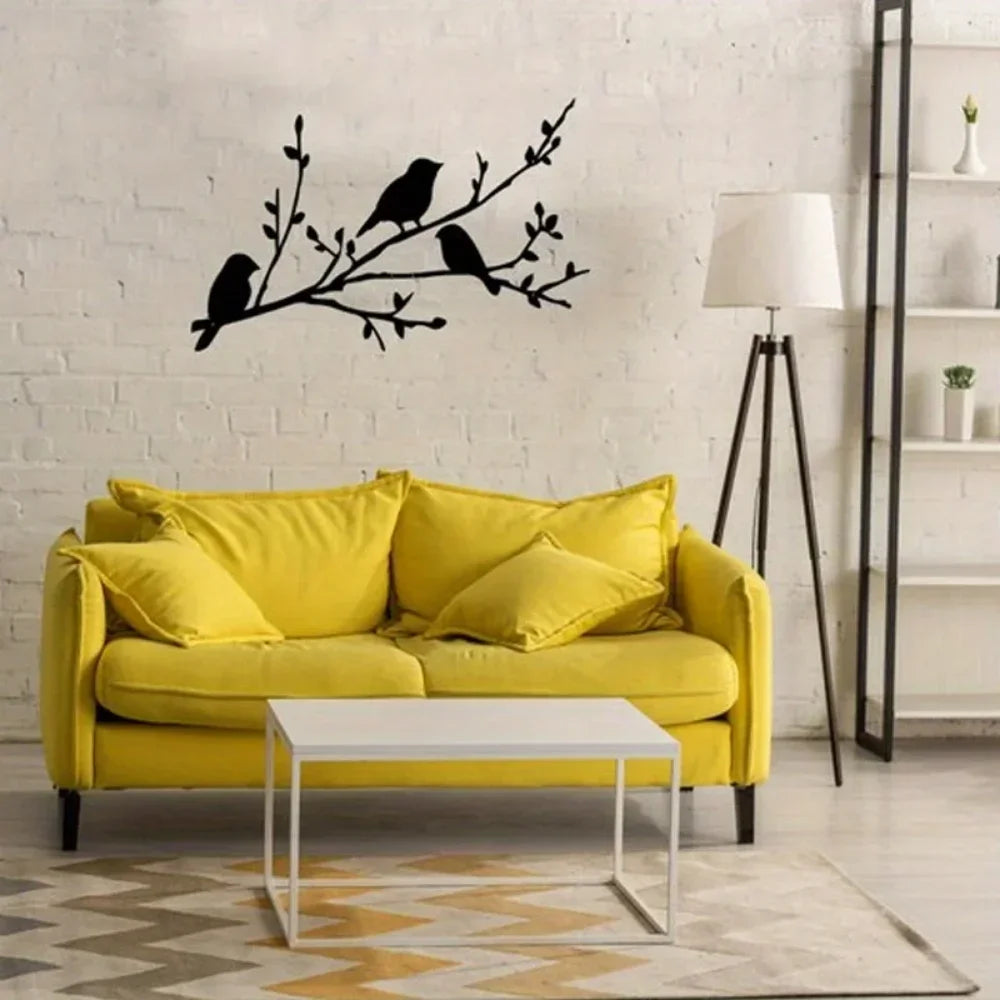 Bird On A Branch Silhouette Metal Wall Art