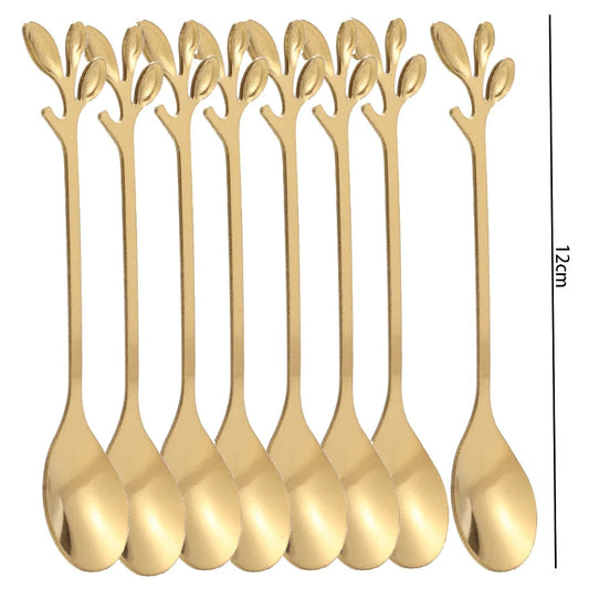 Branche Feuilles Fruits Café Thé Fourchette en acier inoxydable 