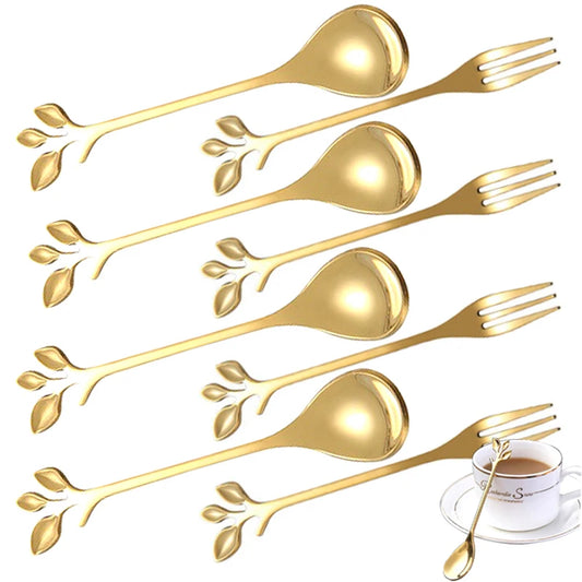 Branch Leaves Fruit Coffee Tea Stainless Steel Fork