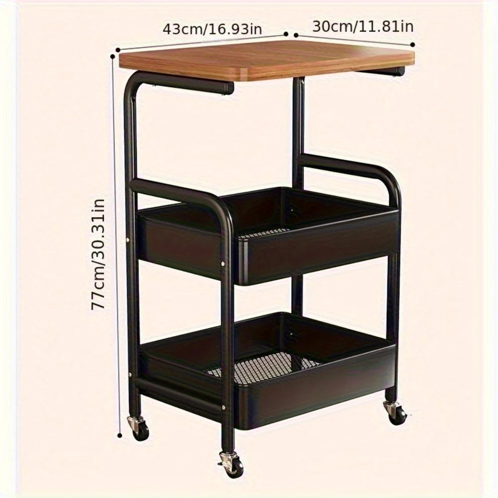 Carbon Steel 3-Tier Rolling Cart