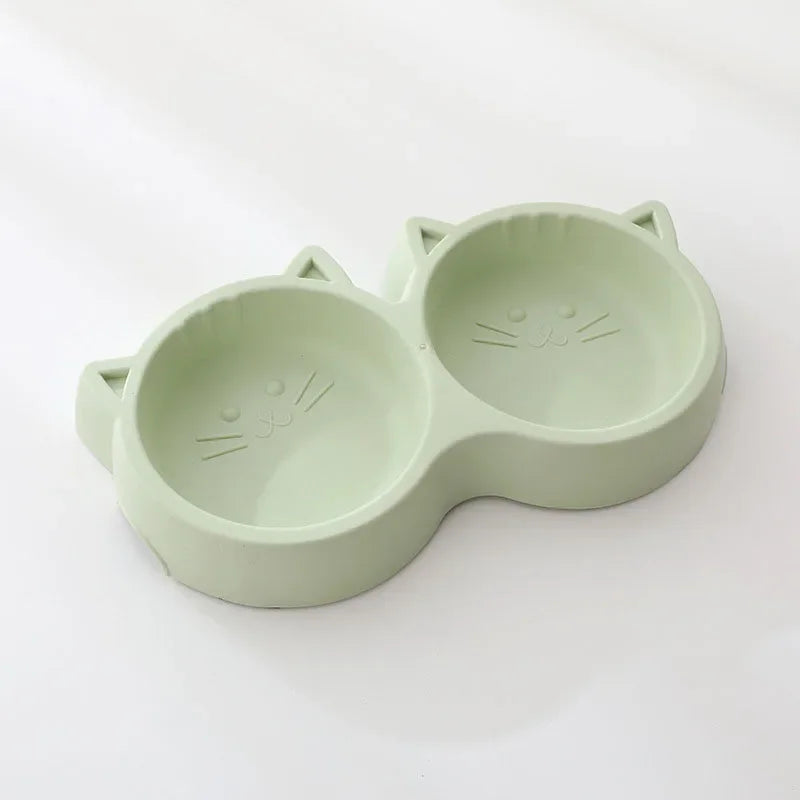 Cartoon Cat Face Double Bowl