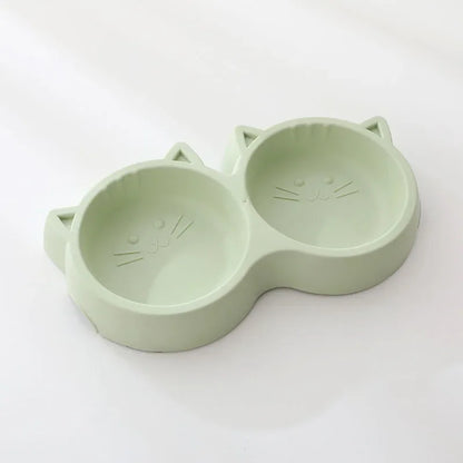 Cartoon Cat Face Double Bowl