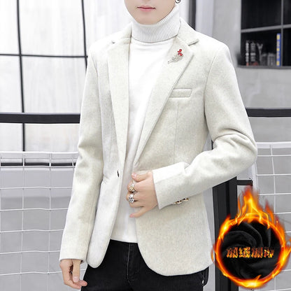 Blazer d'hiver confortable, doux et chaud pour homme, coupe ajustée 
