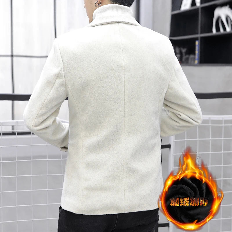 Blazer d'hiver confortable, doux et chaud pour homme, coupe ajustée 