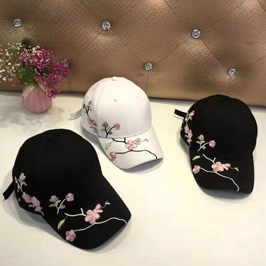 Casquette de baseball à motif floral brodé et pare-soleil