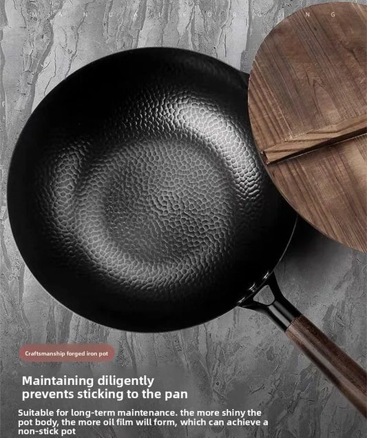 Flat Bottomed Non-Stick Frying Pan - Cranked Stir Fry Pan