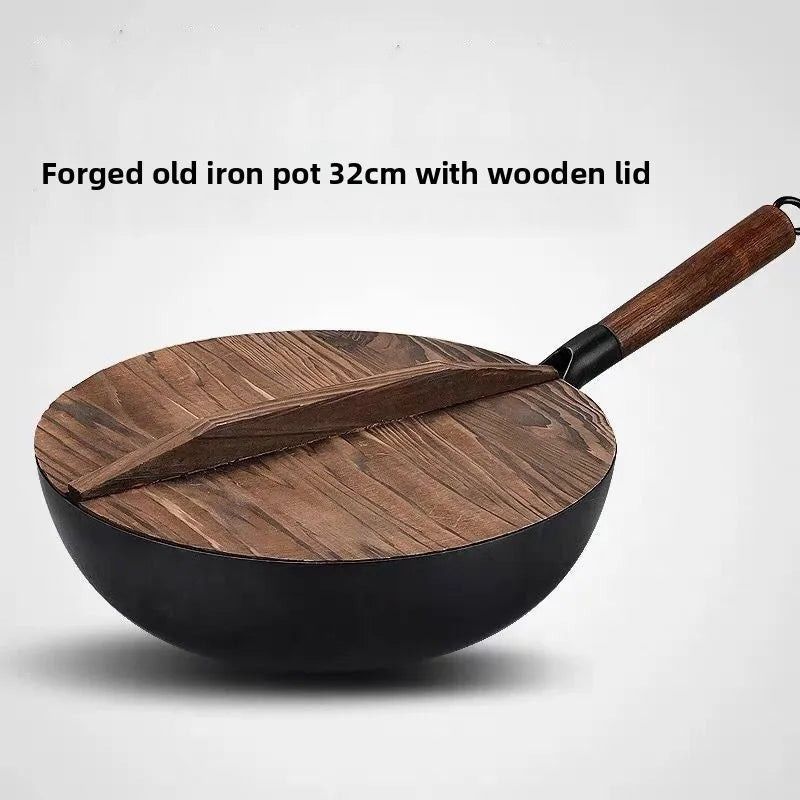 Flat Bottomed Non-Stick Frying Pan - Cranked Stir Fry Pan