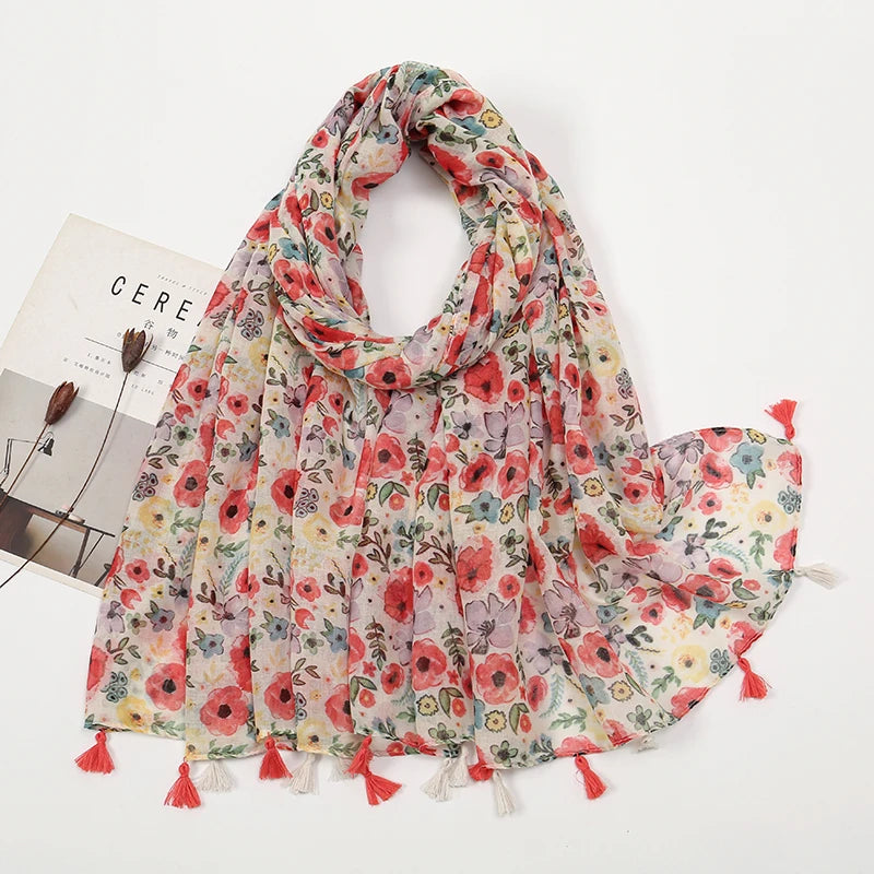 Floral Printed Women's Hijab Scarf