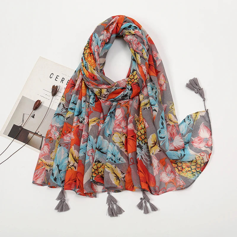 Floral Printed Women's Hijab Scarf