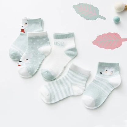5 Paar Baby-Socken für Kleinkinder, 0–2 Jahre, Baumwollnetz