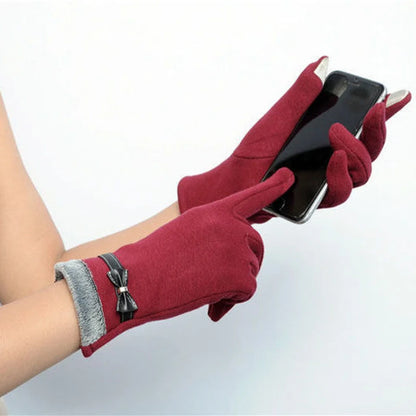 Bow-Knot Touch Screen Winter Gloves