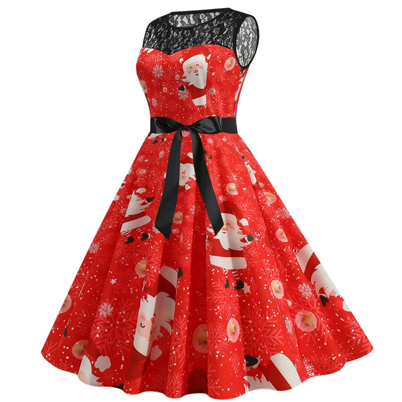 Lace Patchwork Retro Casual Dress