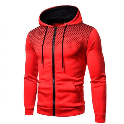 Polka Dot Print Zip-Up Hoodie for Men