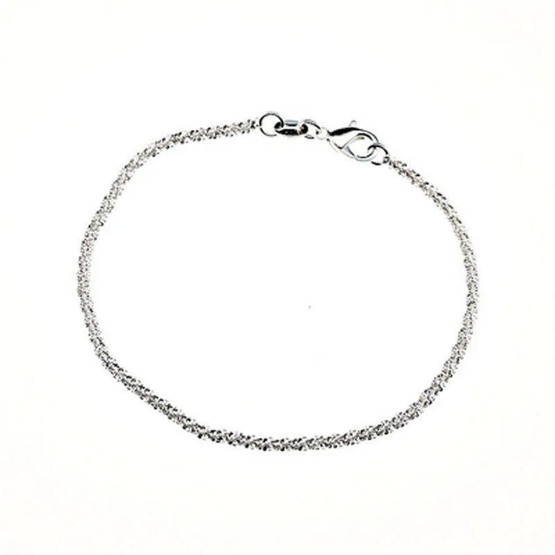 Thin Silver Color Shiny Chains Anklet