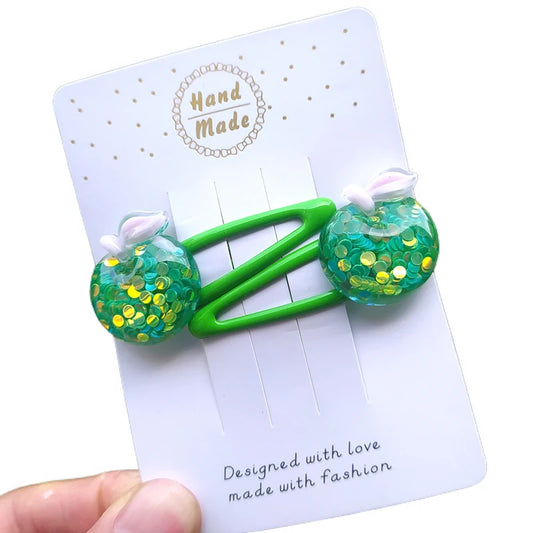 Épingles à cheveux en forme de fleur de cerisier à paillettes pour enfants