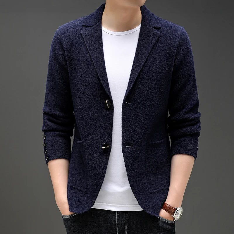 Blazer/manteau en tricot décontracté pour hommes, streetwear