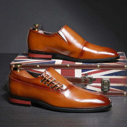 Red Wine Leather Lace-Up Derbys