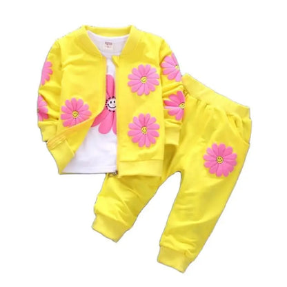 New Girl Pure Cotton Printing Three-piece Child Suit