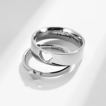 Stainless Steel Heart Couple Rings