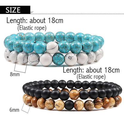 Natural Stone Couples Bracelet Set