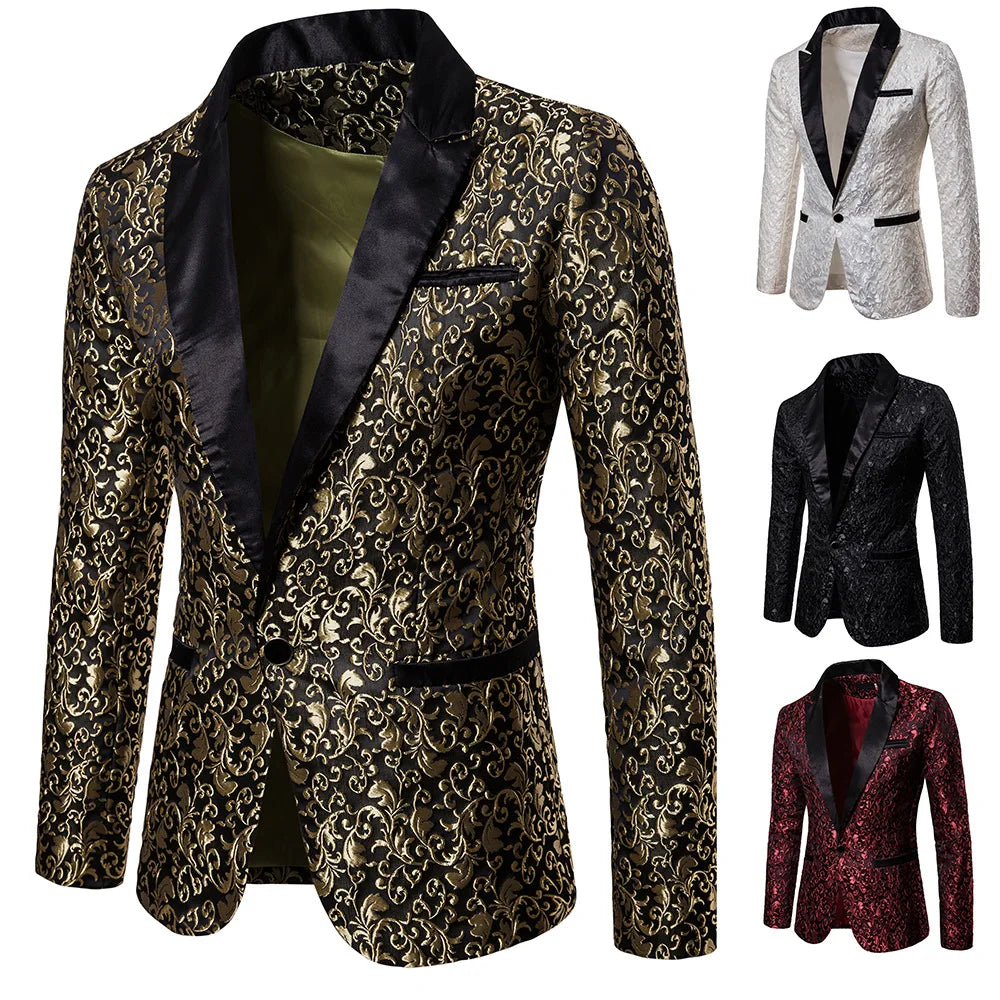 Klassischer Herren-Anzugsblazer mit Blumenmuster