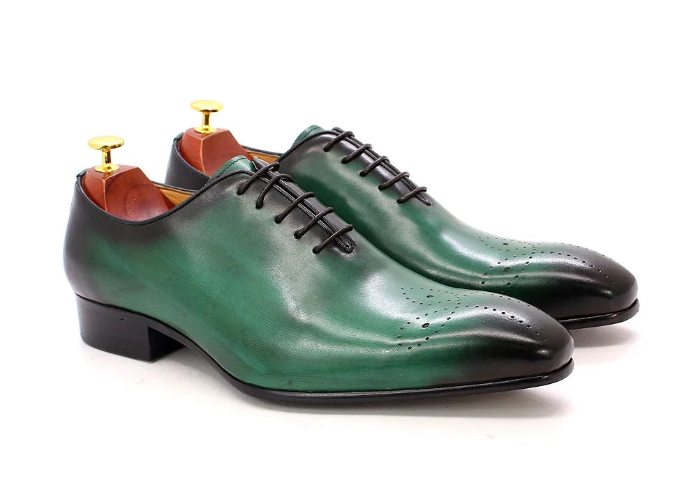 Men's Oxford Genuine Leather Pointed Toe Lace-up Shoes