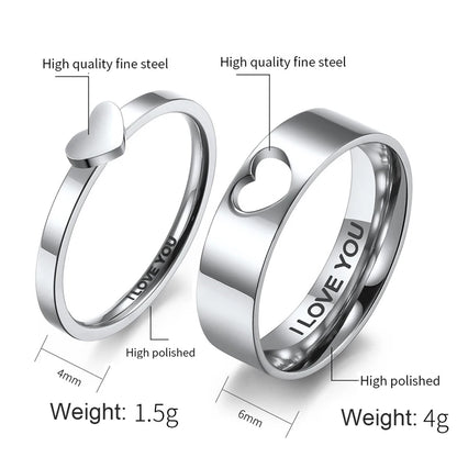 Stainless Steel Heart Couple Rings