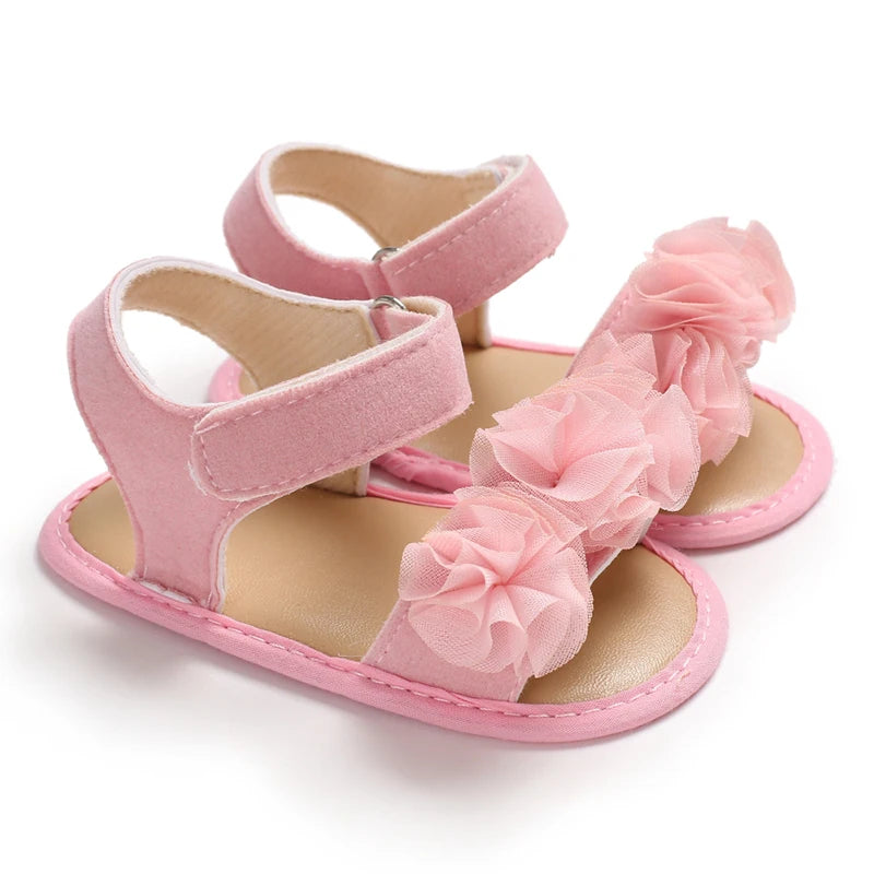 Baby-Mädchen-Sandalen mit weicher Sohle und Blumenmuster