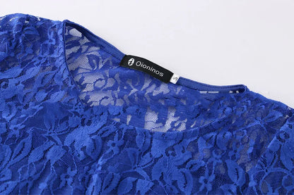 Women's Short Sleeve Floral Lace Round Neck A-line Dress